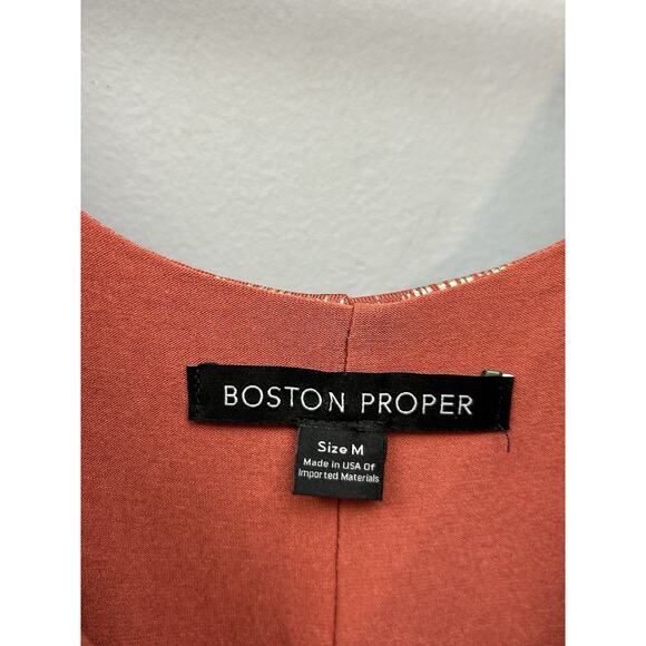 Boston Proper Tank Womens Medium Rust Gold Glitter Shimmer Belted Tie GNO - Picture 4 of 9